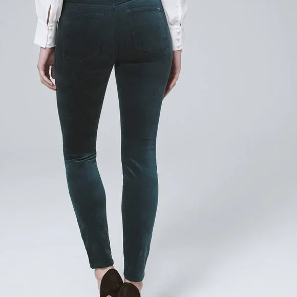 WHBM High-Rise Velvet Skinny Ankle Jeans - teal - size 6 - Picture 2 of 7